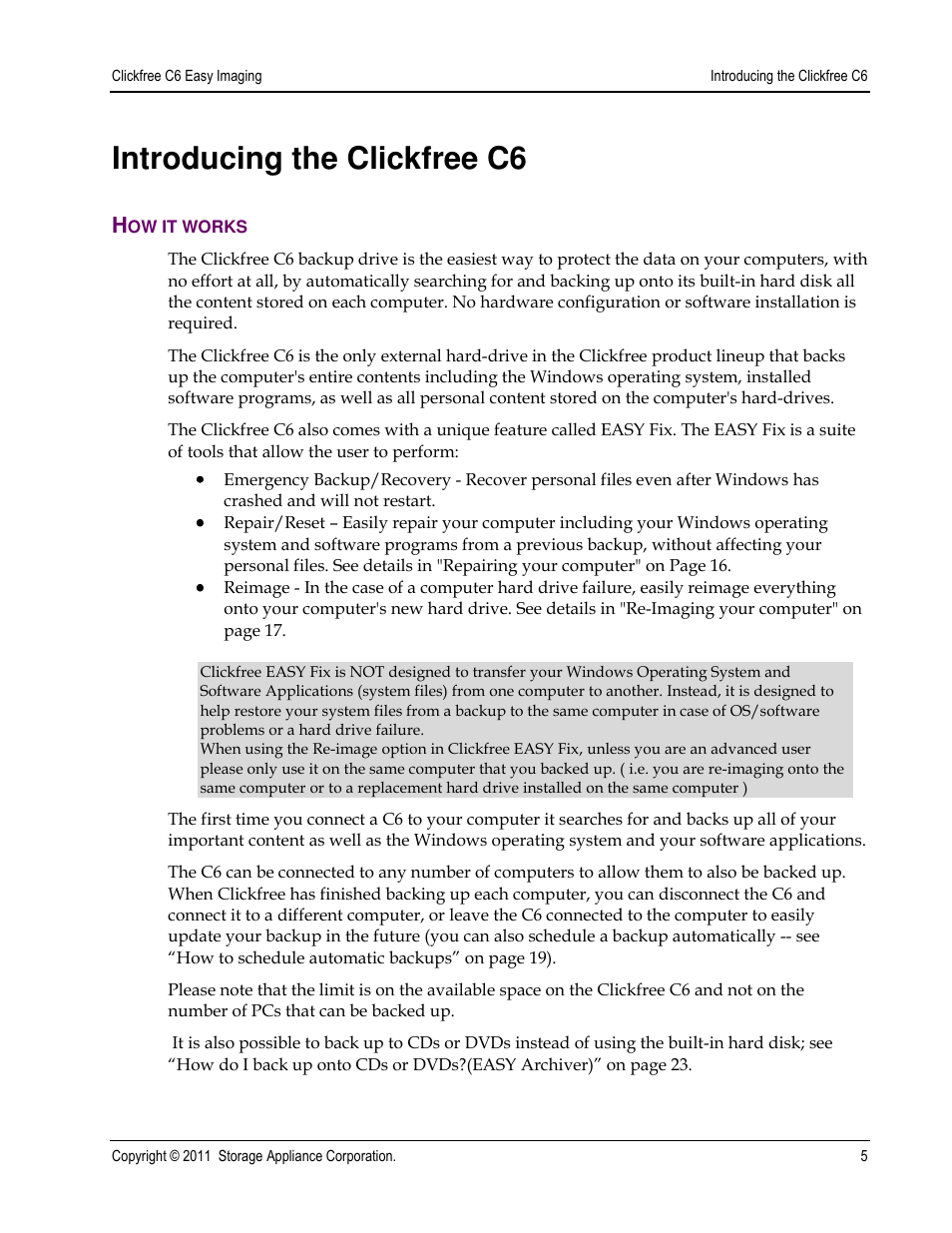 Introducing the clickfree c6 | Clickfree C6 User Manual | Page 5 / 24