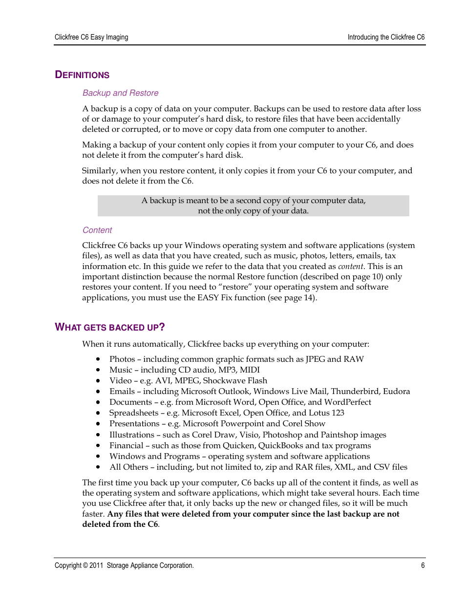 Clickfree C6 User Manual | Page 6 / 24