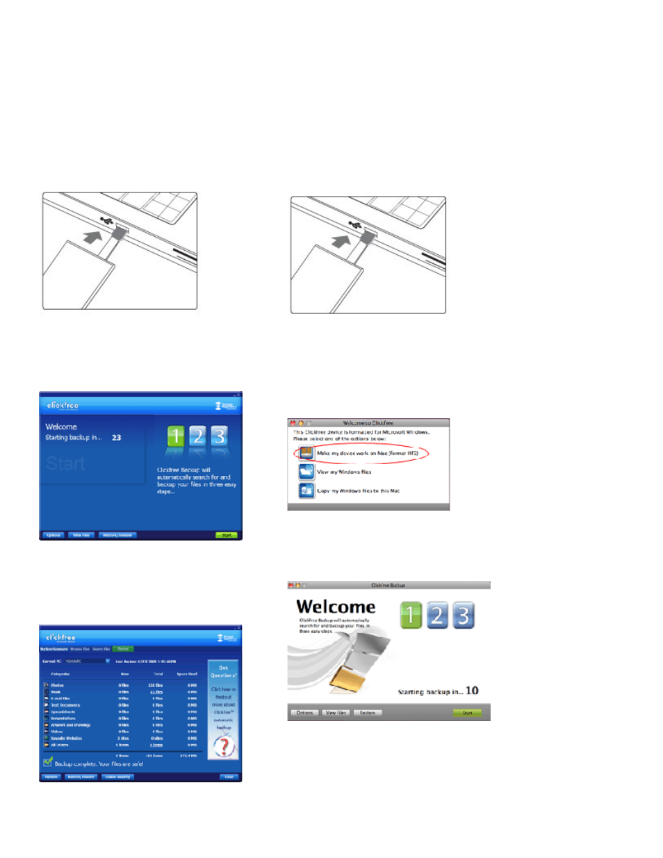 Clickfree Traveler User Manual | 2 pages