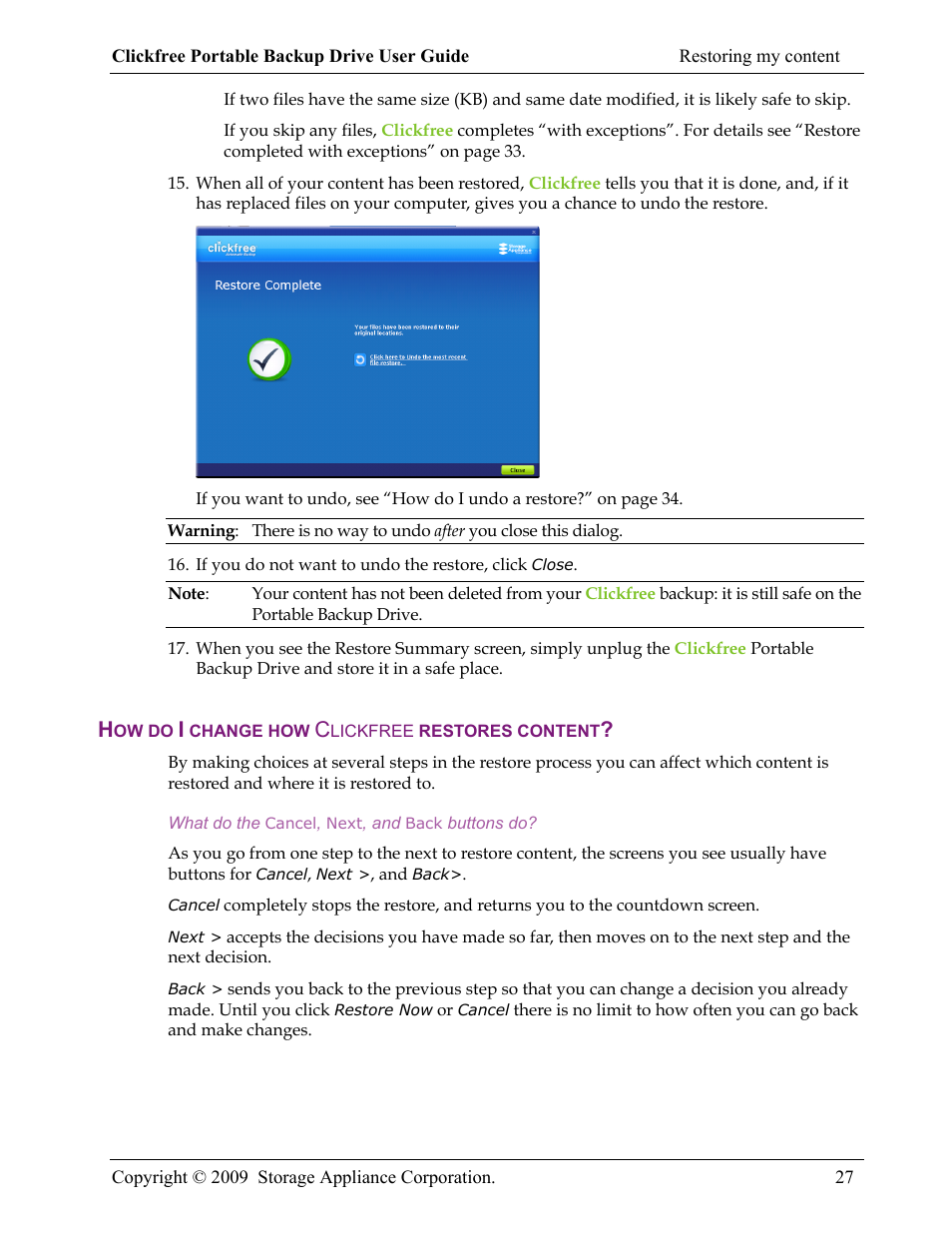 Storage Appliance HD325 User Manual | Page 27 / 65