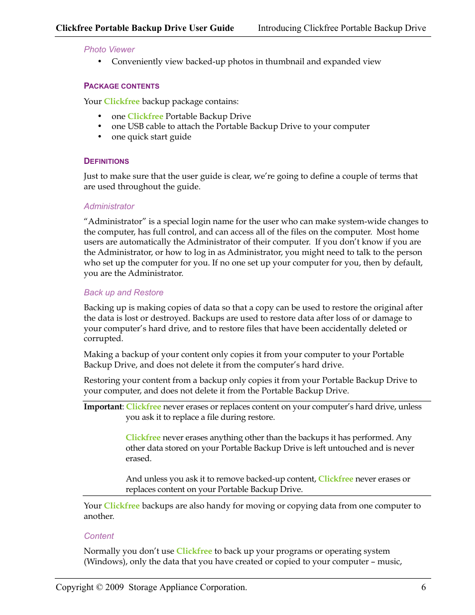 Storage Appliance HD325 User Manual | Page 6 / 65