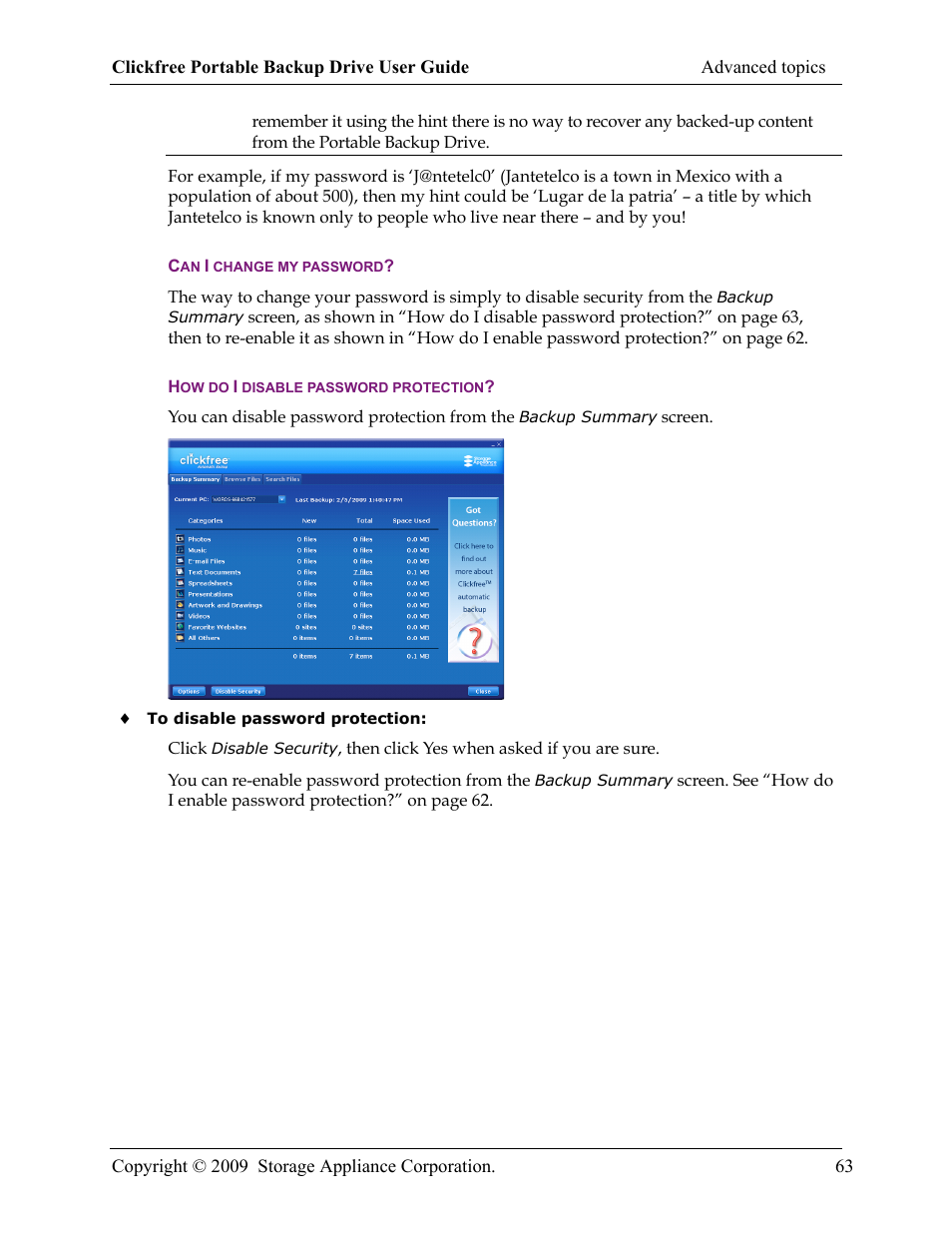 Storage Appliance HD325 User Manual | Page 63 / 65