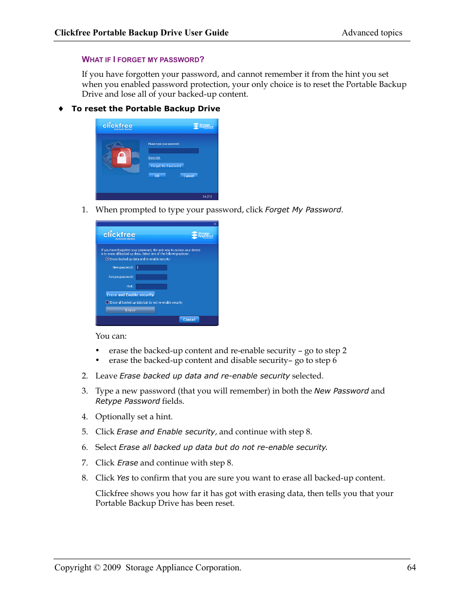 Storage Appliance HD325 User Manual | Page 64 / 65