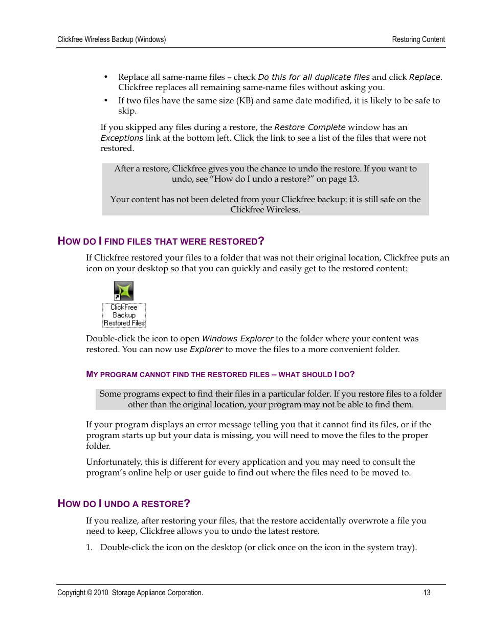 Clickfree Wireless User Manual | Page 13 / 24