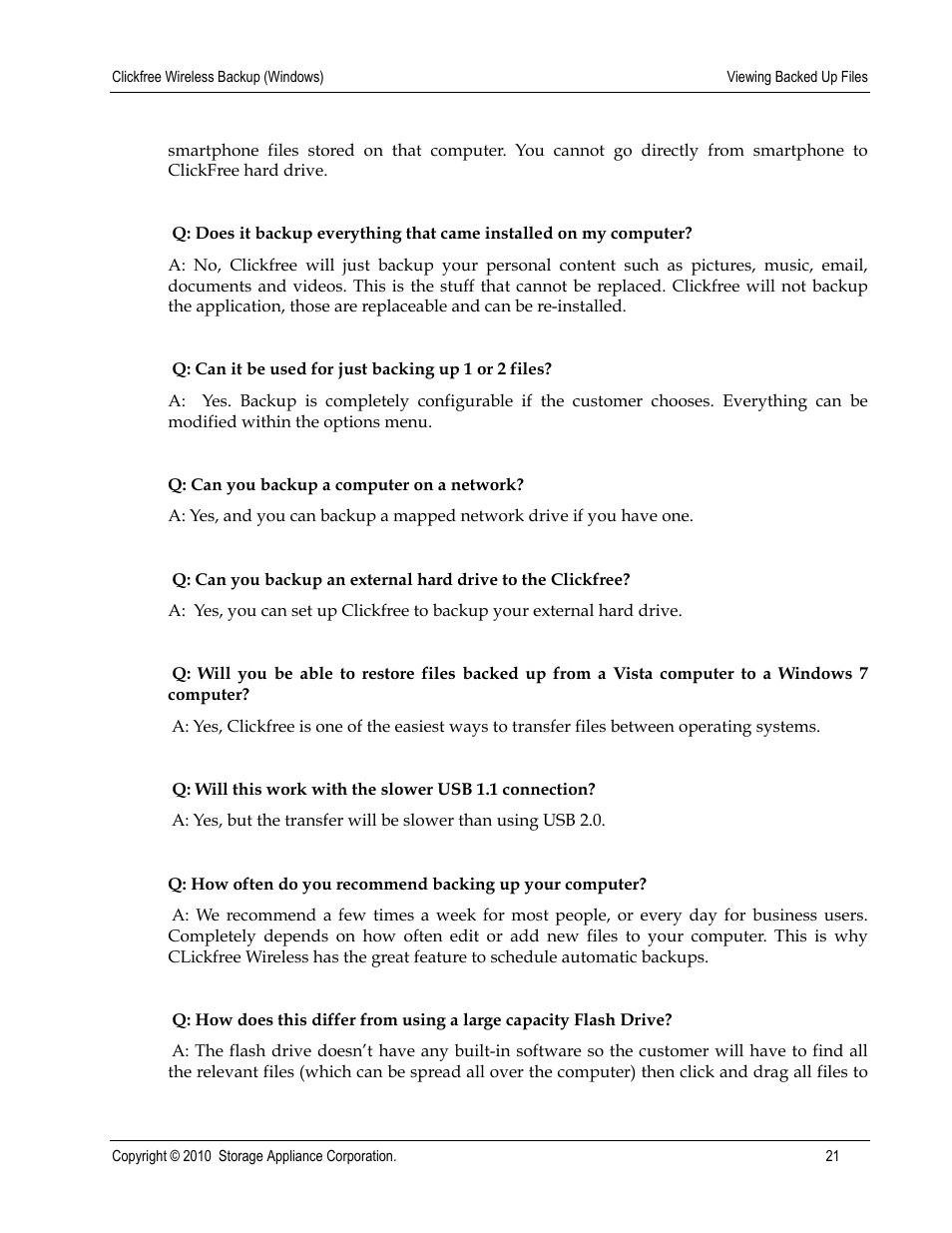 Clickfree Wireless User Manual | Page 21 / 24