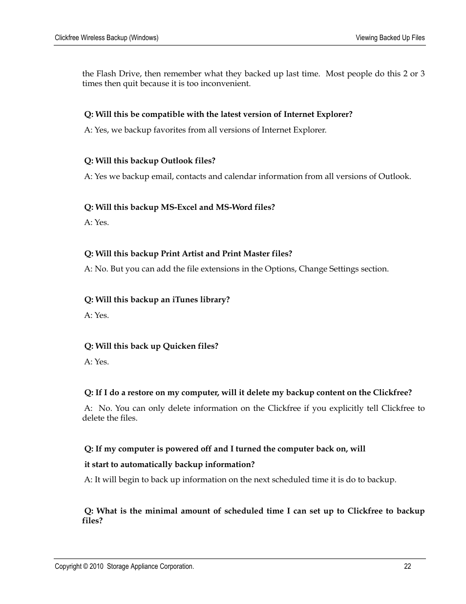 Clickfree Wireless User Manual | Page 22 / 24