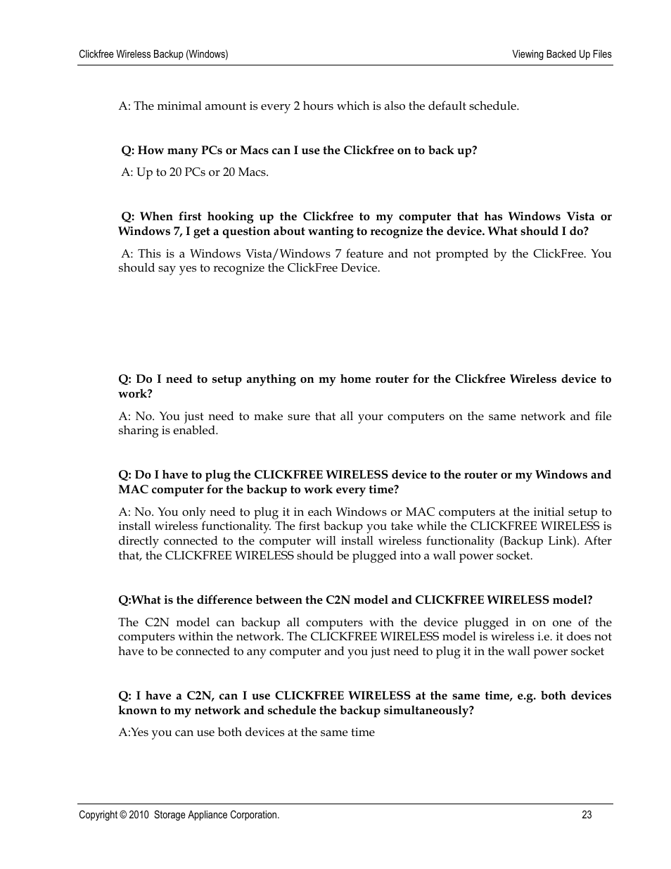 Clickfree Wireless User Manual | Page 23 / 24