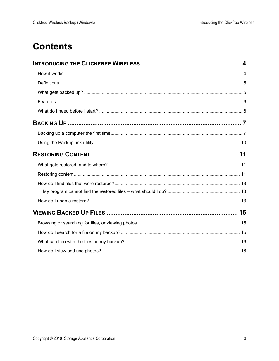 Clickfree Wireless User Manual | Page 3 / 24