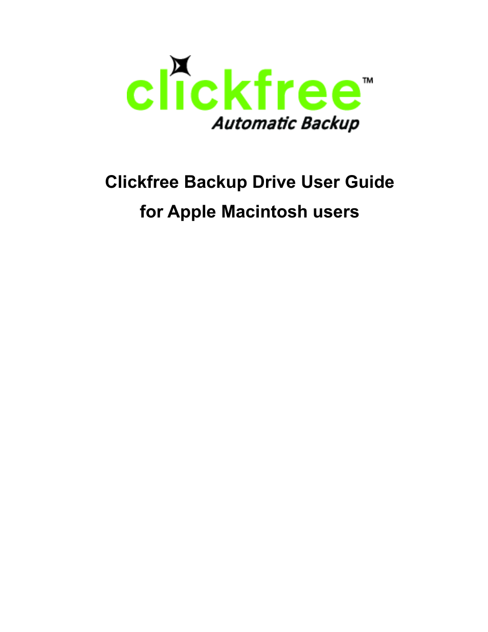 Clickfree Backup Drive User Manual | 33 pages