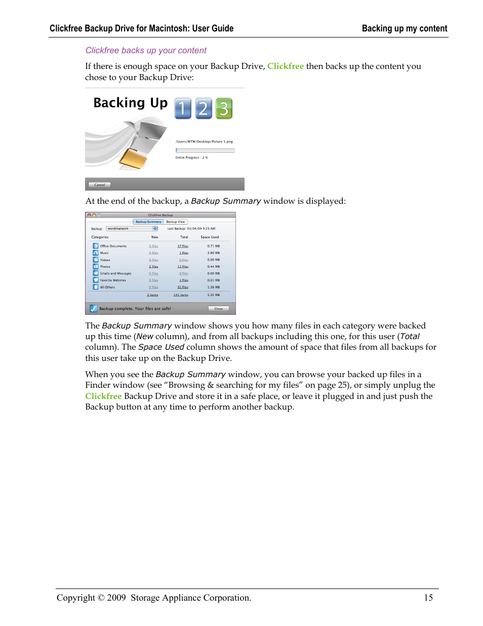 Clickfree Backup Drive User Manual | Page 15 / 33