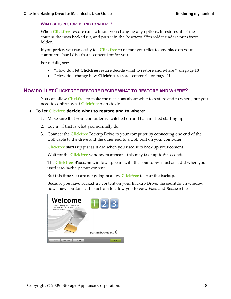 What gets restored, and to where, What gets restored, and to where? 18, Ow do | Lickfree restore decide what to restore and where | Clickfree Backup Drive User Manual | Page 18 / 33
