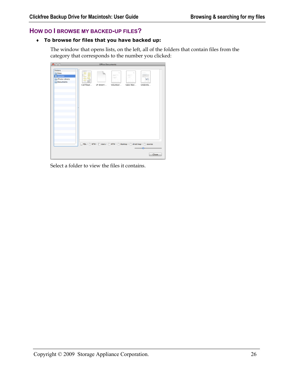 How do i browse my backed-up files, Ow do, Browse my backed | Up files | Clickfree Backup Drive User Manual | Page 26 / 33