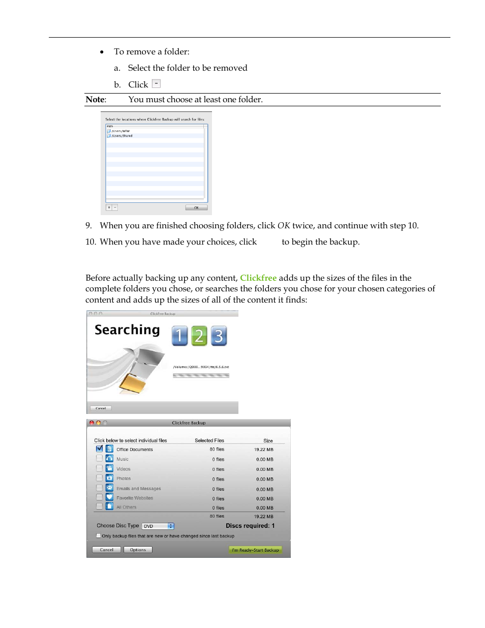 Clickfree searches for content to back up | Clickfree C2 User Manual | Page 55 / 76