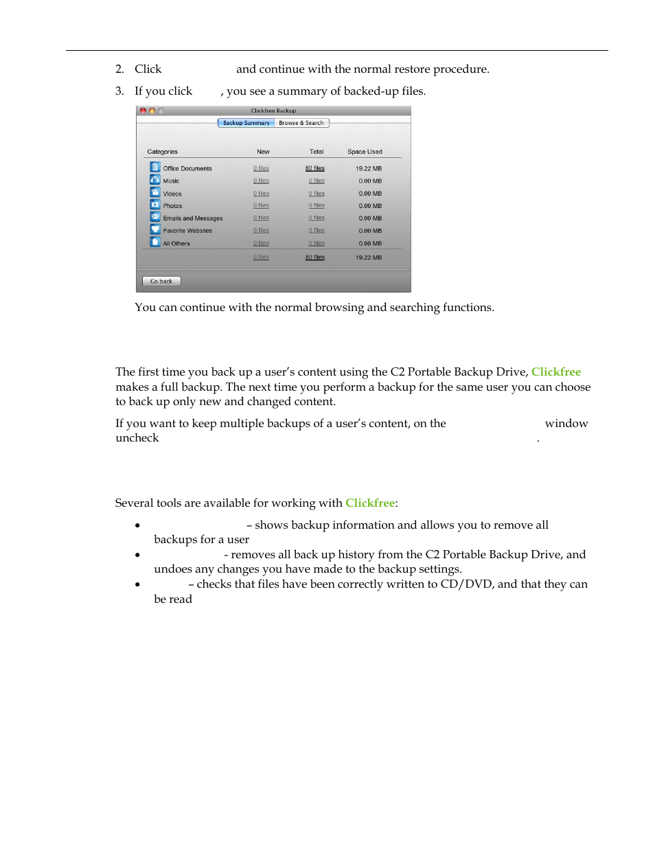How do i make multiple backups, Clickfree tools, Ow do | Make multiple backups, Lickfree, Ools | Clickfree C2 User Manual | Page 70 / 76