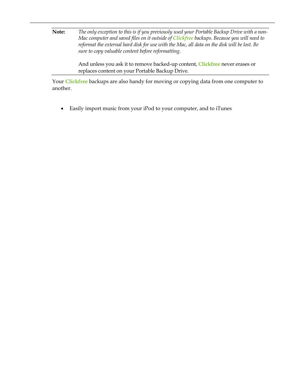 Import music | Clickfree C2 User Manual | Page 9 / 76