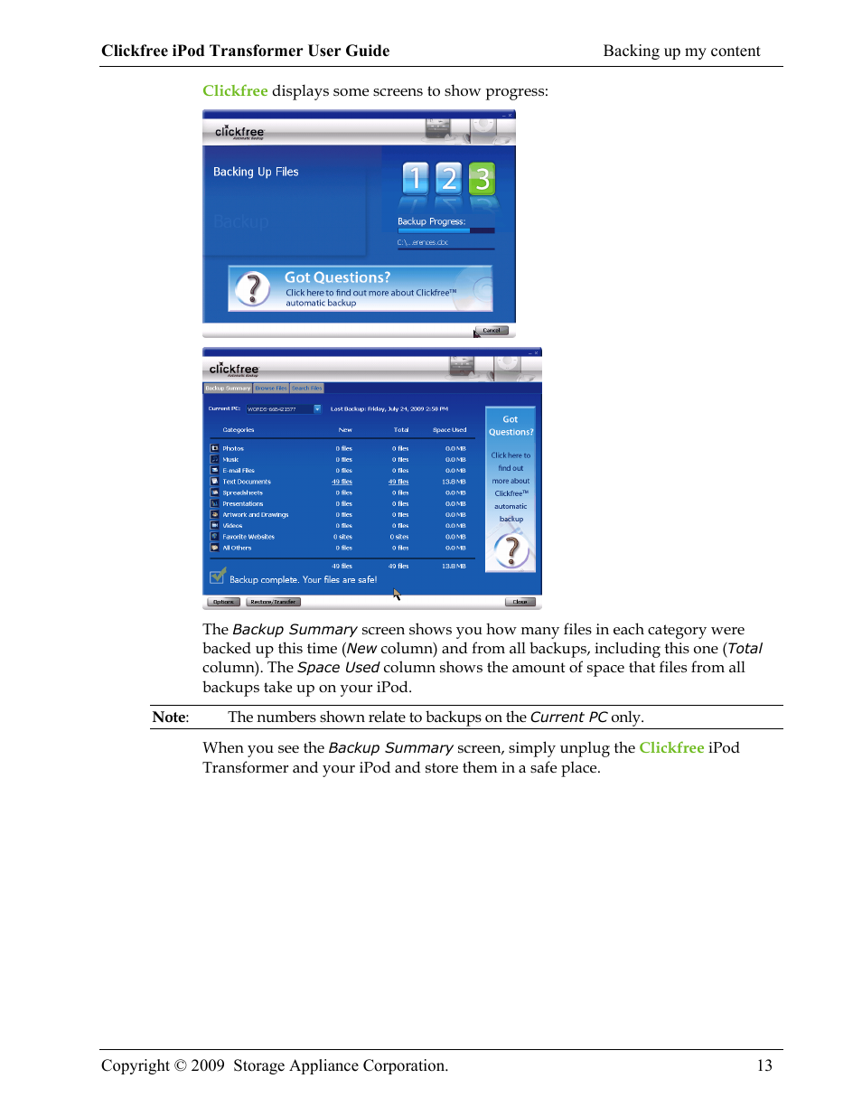 Clickfree iPod Transformer User Manual | Page 13 / 67