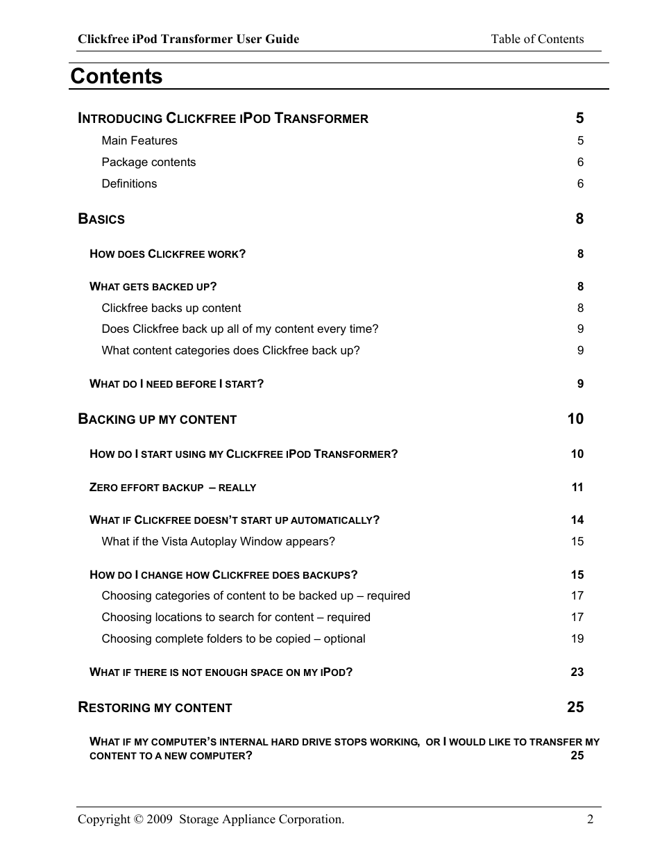 Clickfree iPod Transformer User Manual | Page 2 / 67