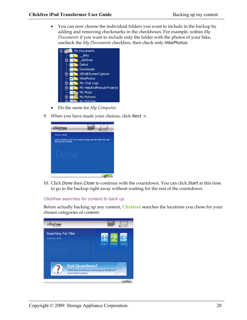 Clickfree iPod Transformer User Manual | Page 20 / 67