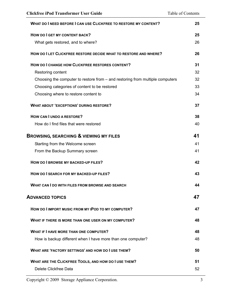 Clickfree iPod Transformer User Manual | Page 3 / 67