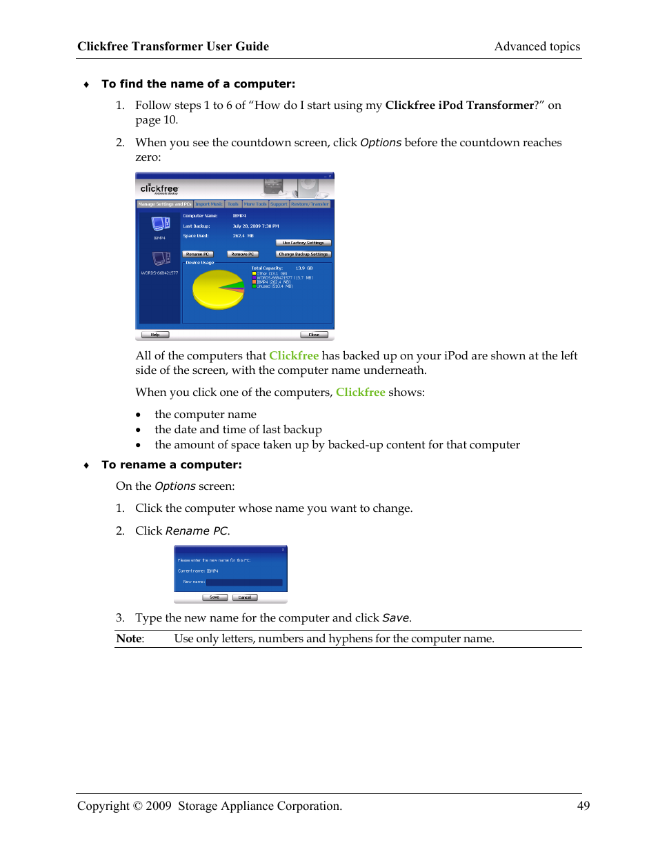 Clickfree iPod Transformer User Manual | Page 49 / 67