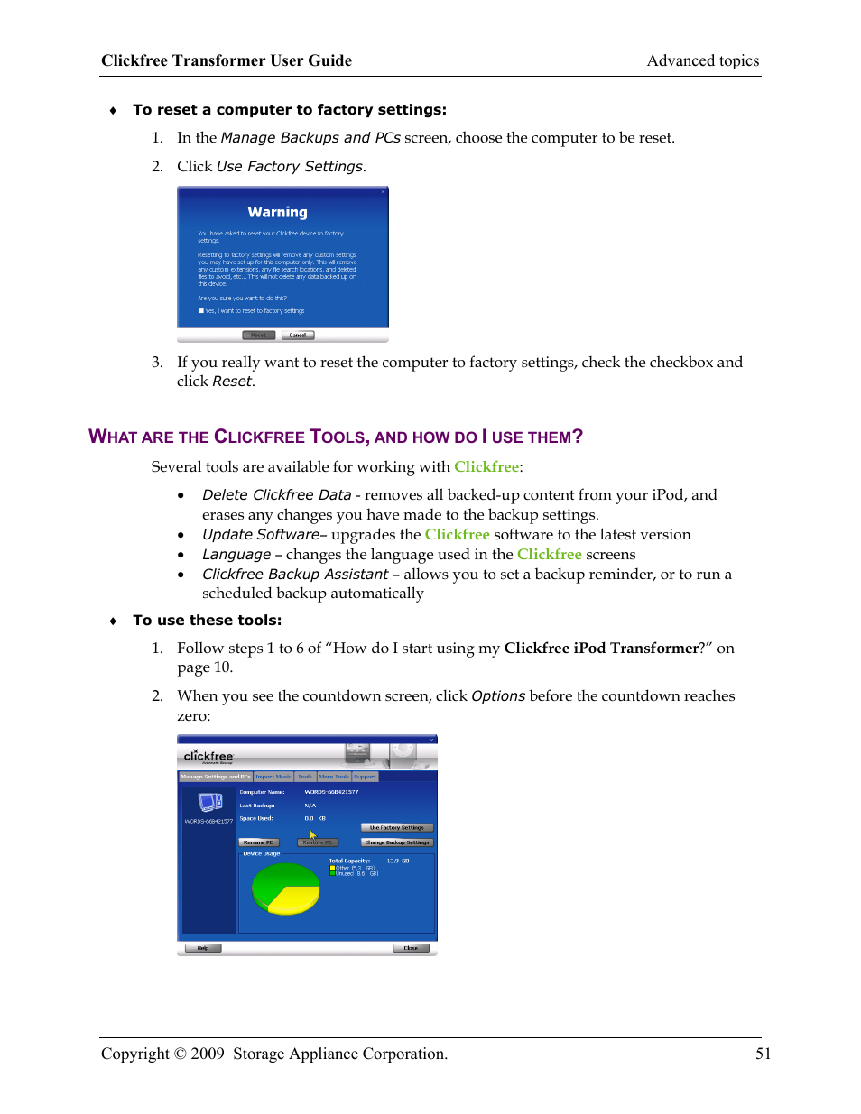 Clickfree iPod Transformer User Manual | Page 51 / 67