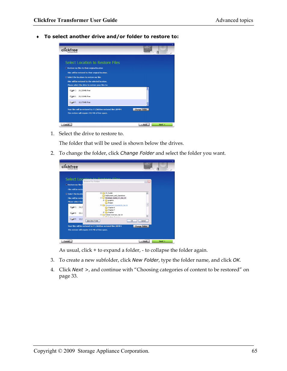 Clickfree iPod Transformer User Manual | Page 65 / 67