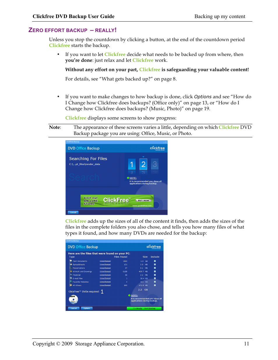 Clickfree DVD Backup User Manual | Page 11 / 49