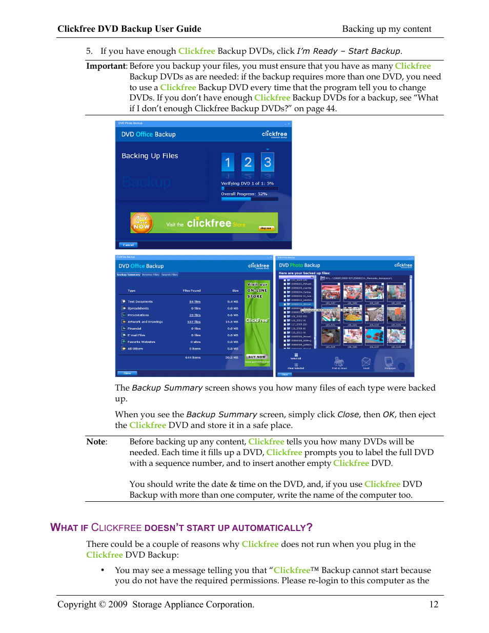 Clickfree DVD Backup User Manual | Page 12 / 49