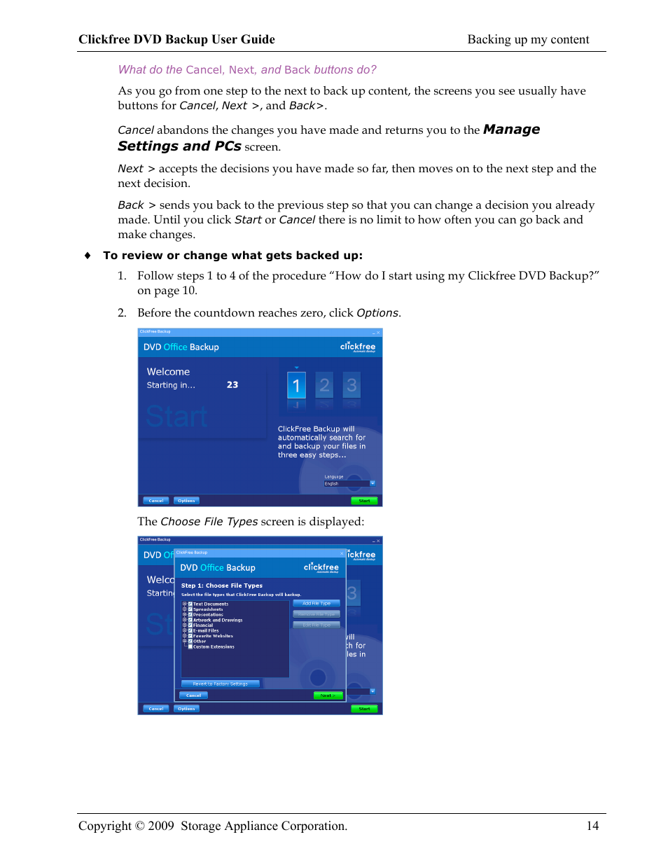 Clickfree DVD Backup User Manual | Page 14 / 49