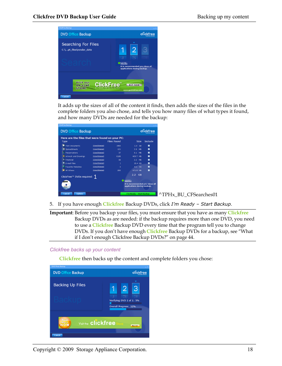 Clickfree DVD Backup User Manual | Page 18 / 49