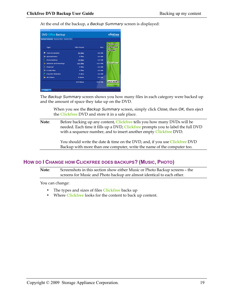 Clickfree DVD Backup User Manual | Page 19 / 49