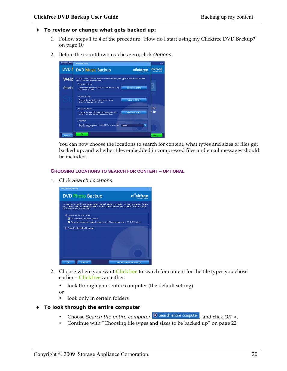 Clickfree DVD Backup User Manual | Page 20 / 49