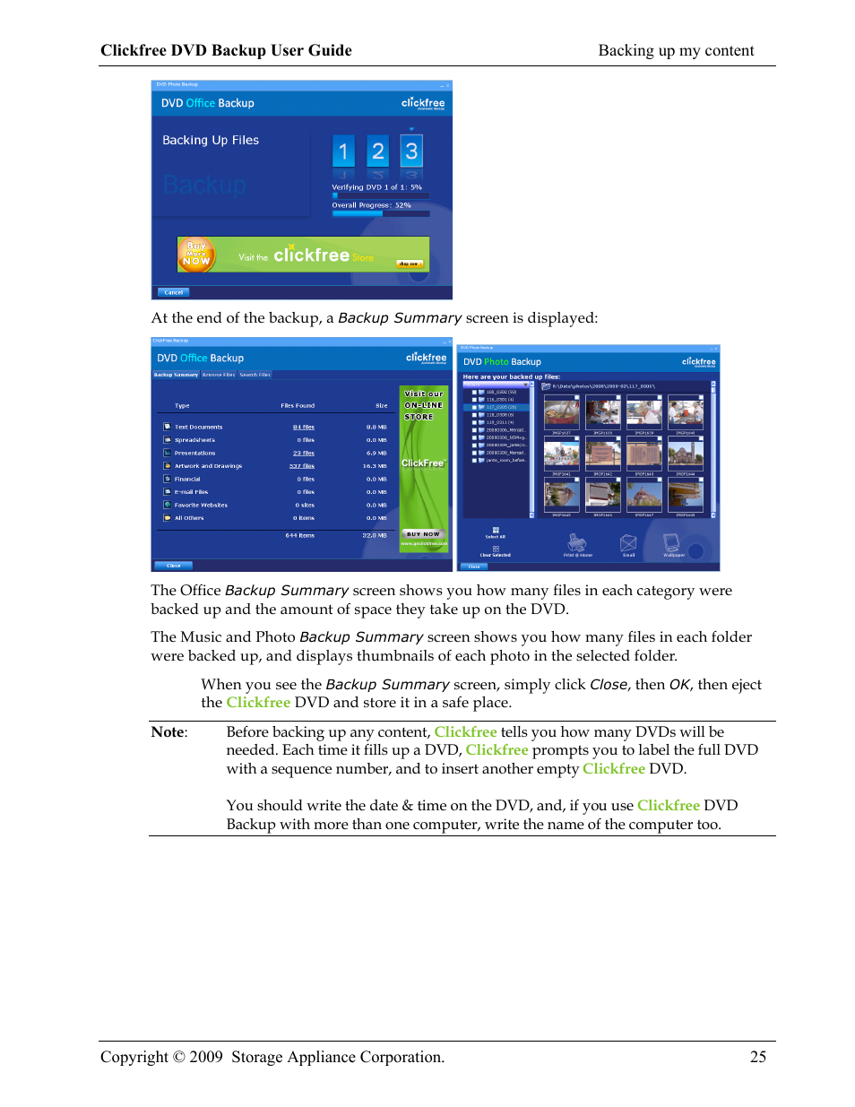 Clickfree DVD Backup User Manual | Page 25 / 49