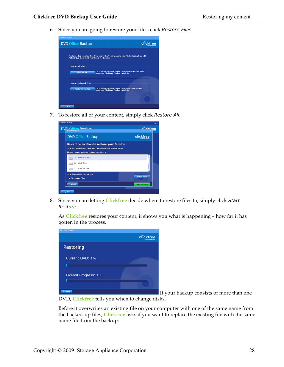 Clickfree DVD Backup User Manual | Page 28 / 49