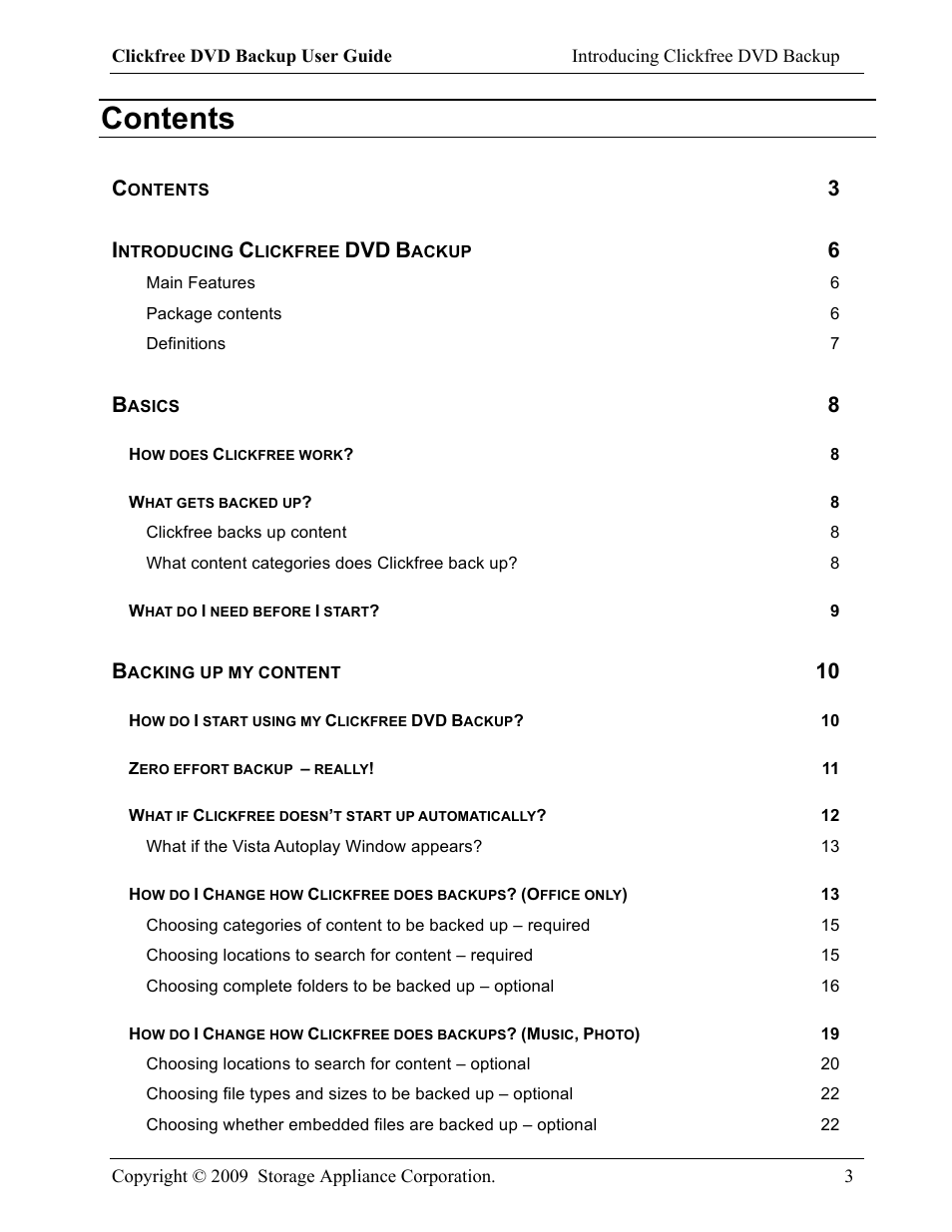 Clickfree DVD Backup User Manual | Page 3 / 49