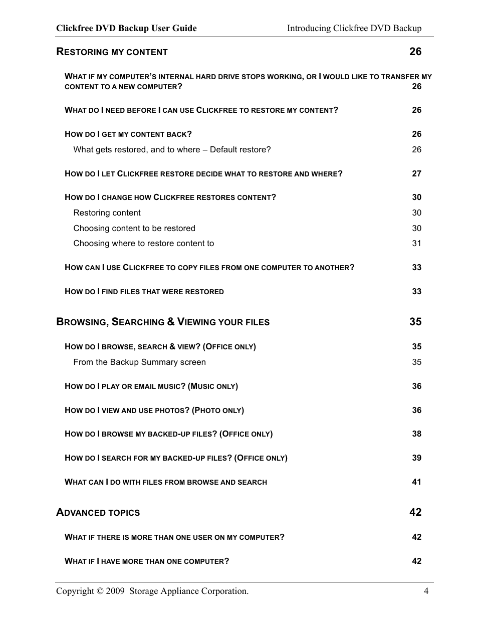 Clickfree DVD Backup User Manual | Page 4 / 49
