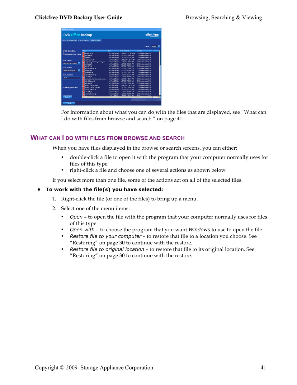 Clickfree DVD Backup User Manual | Page 41 / 49