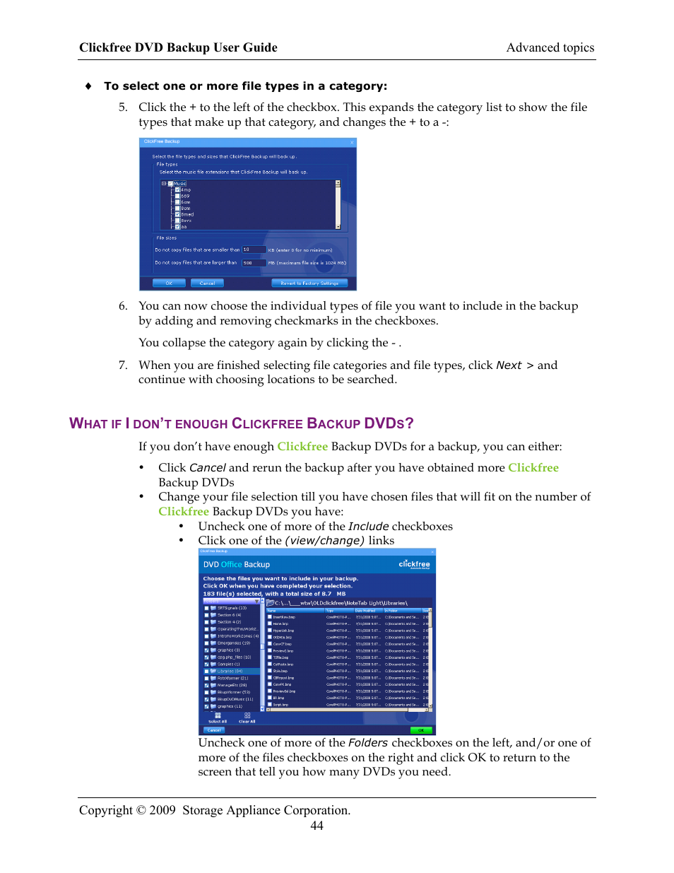 Clickfree DVD Backup User Manual | Page 44 / 49