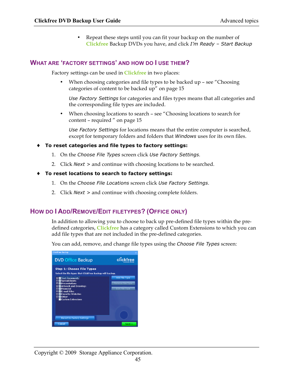 Clickfree DVD Backup User Manual | Page 45 / 49