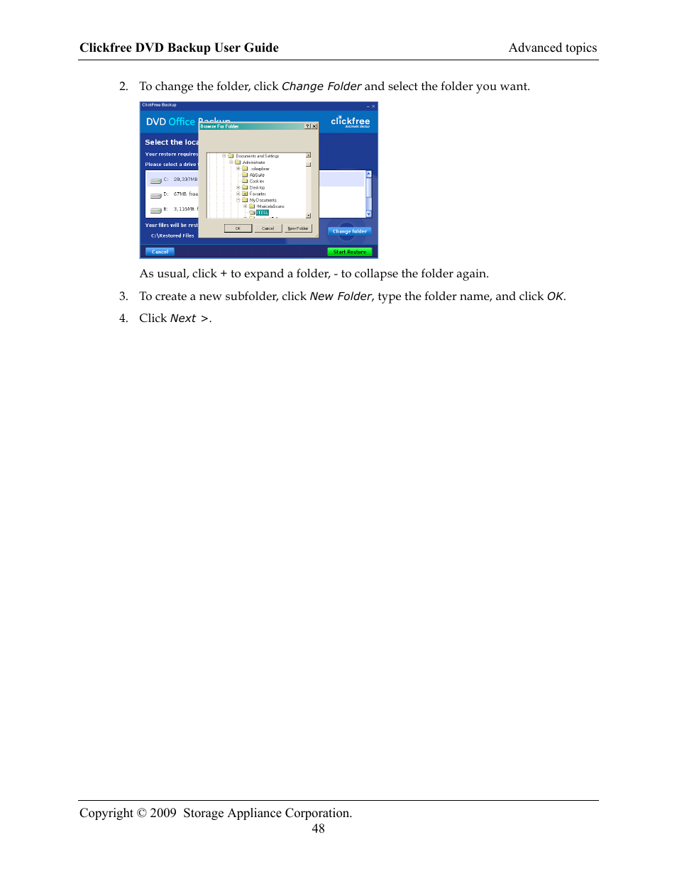 Clickfree DVD Backup User Manual | Page 48 / 49