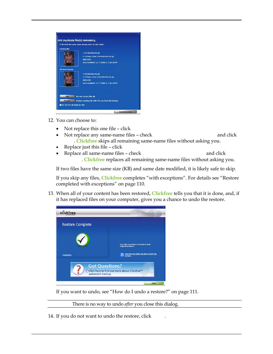 Clickfree C2N User Manual | Page 104 / 135