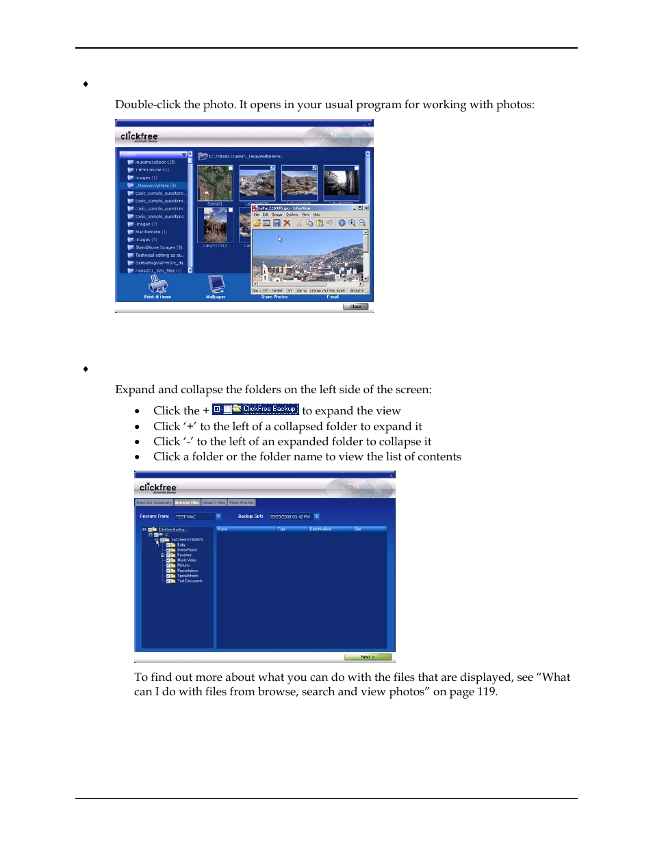 How do i browse my backed-up files, Ow do, Browse my backed | Up files | Clickfree C2N User Manual | Page 117 / 135
