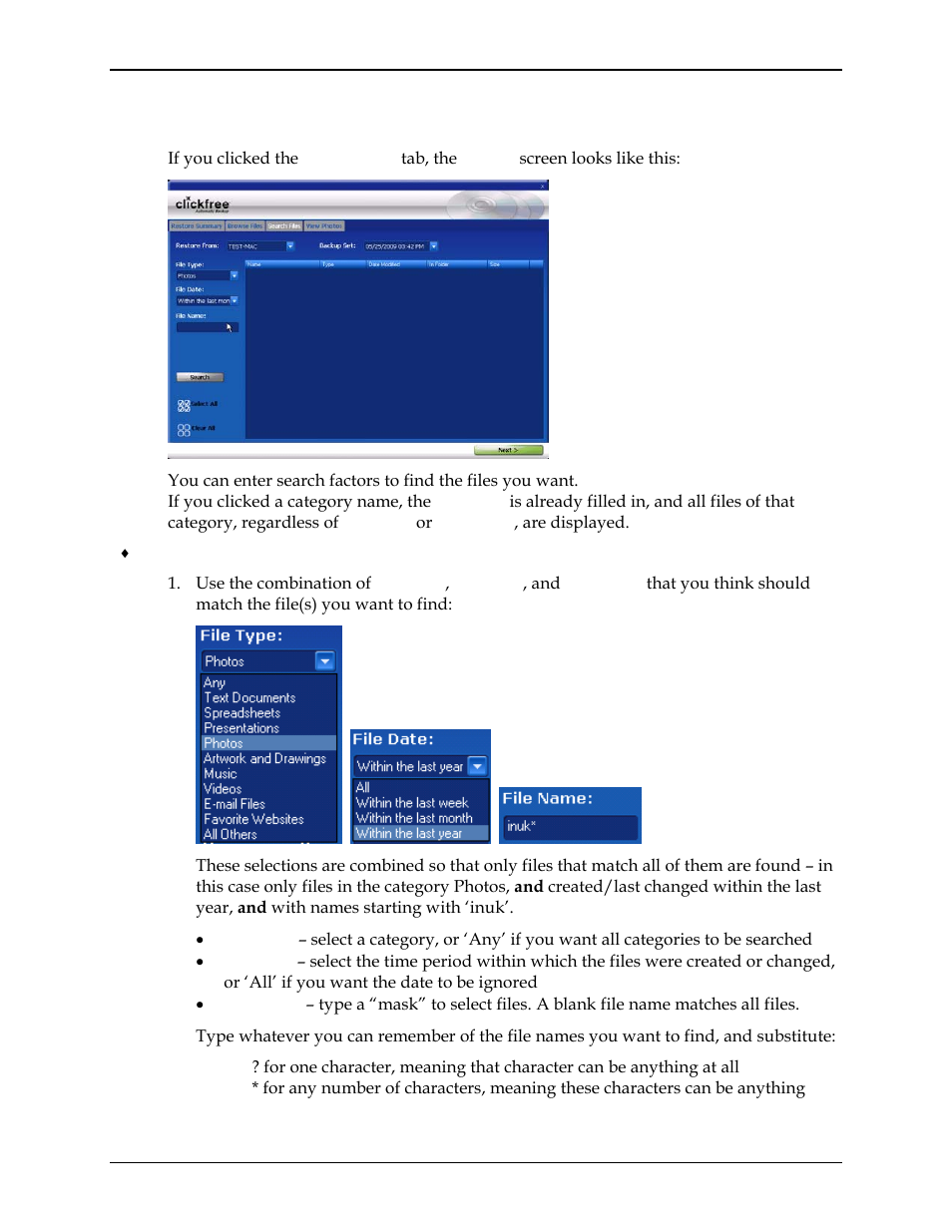 How do i search for my backed-up files, Ow do, Search for my backed | Up files, Llow ”how do i search for my backed-up, Files, B, and follow ” how do i search for my backed-up | Clickfree C2N User Manual | Page 118 / 135