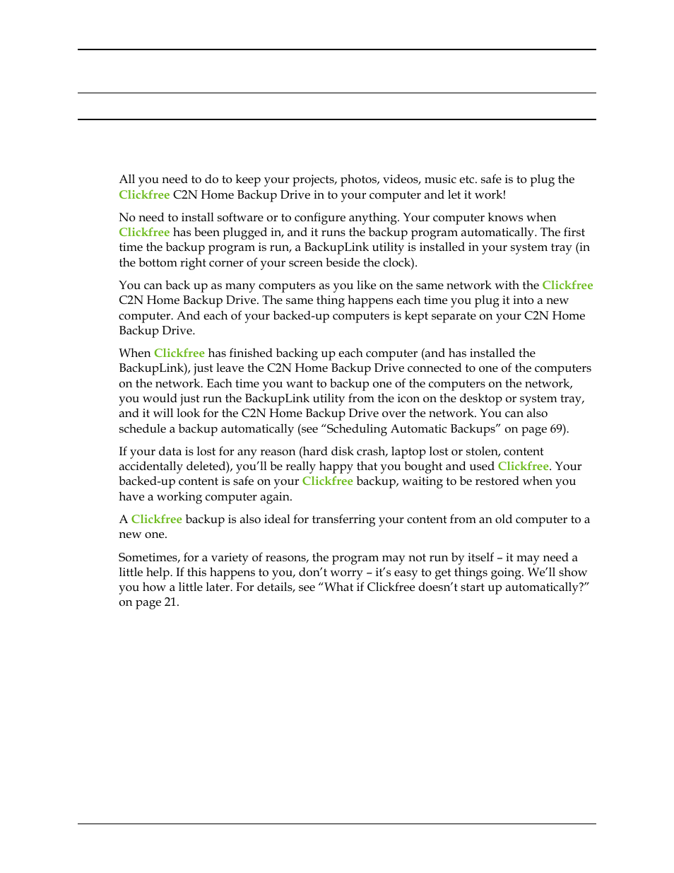 Basics (hd), How does clickfree work, Asics | Hd) 12, Ow does, Lickfree work | Clickfree C2N User Manual | Page 12 / 135