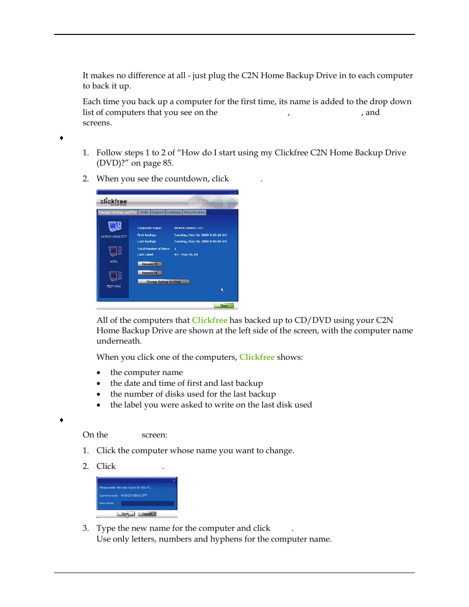 Clickfree C2N User Manual | Page 121 / 135