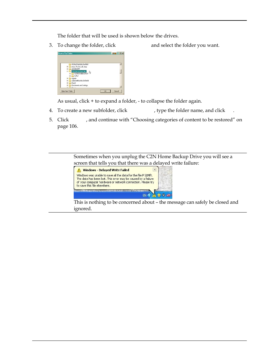 Delayed write failed, Elayed write failed | Clickfree C2N User Manual | Page 134 / 135