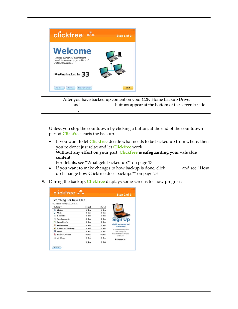 Clickfree C2N User Manual | Page 17 / 135
