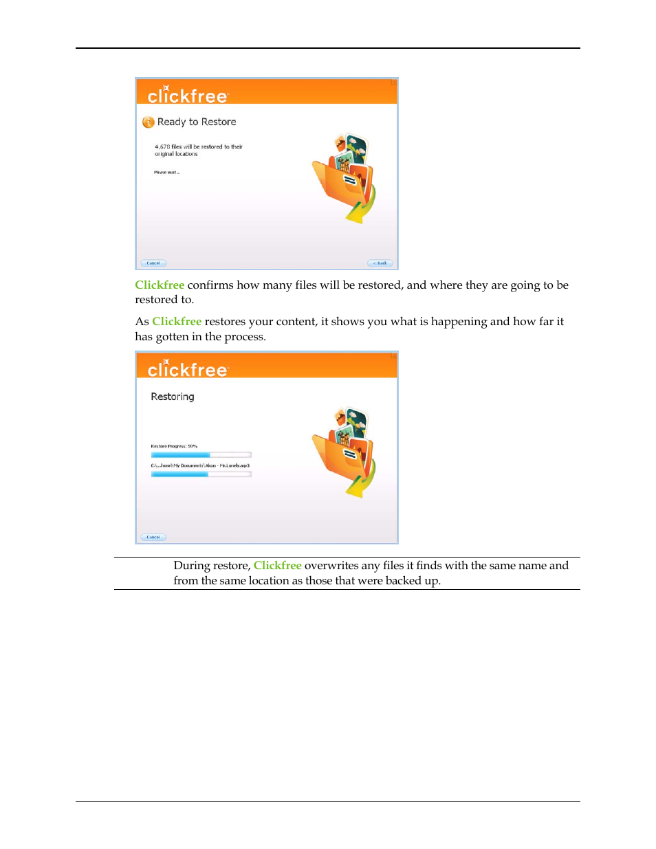 Clickfree C2N User Manual | Page 36 / 135