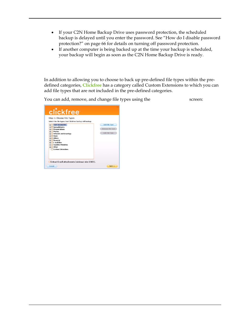 How do i add/remove/edit filetypes, Ow do, Emove | Dit filetypes | Clickfree C2N User Manual | Page 71 / 135