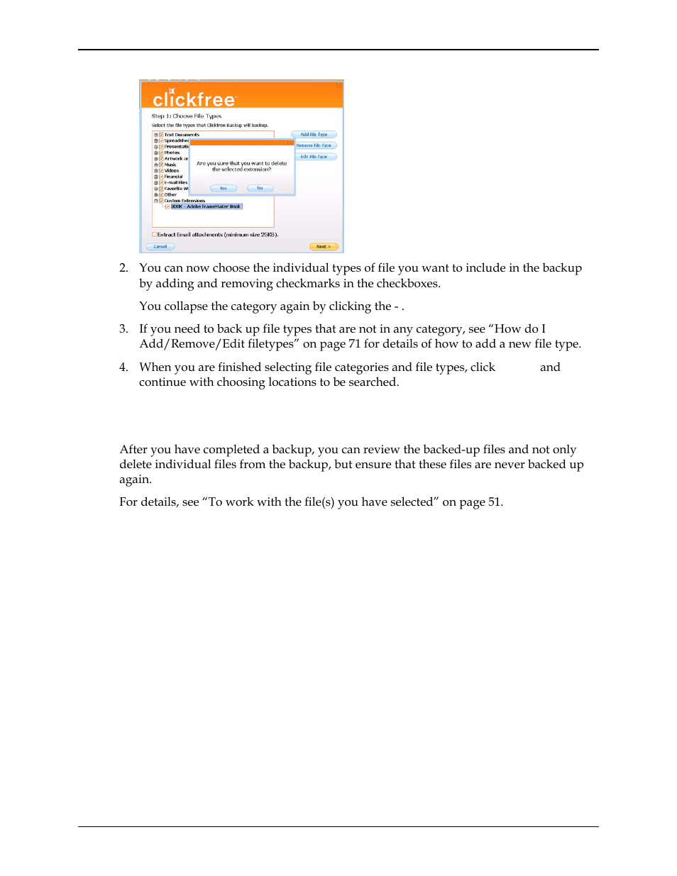 Can i exclude a file from backup, Exclude a file from backup | Clickfree C2N User Manual | Page 74 / 135